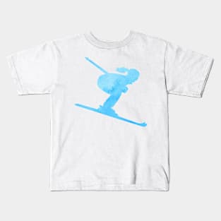 Blue Snow Skier Kids T-Shirt